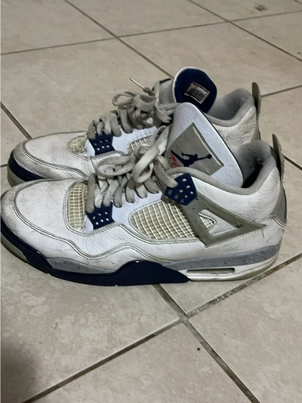 Jordan Men's White and Navy Retro Sneakers - Picture 2 of 3
